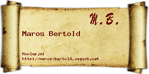 Maros Bertold névjegykártya